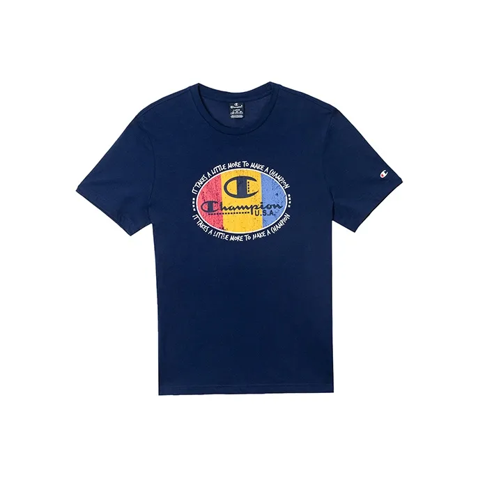 Champion Straight T Shirt Unisex Blue-0
