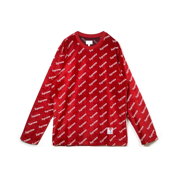 Supreme Velour Diagonal Logo L/S Top-3