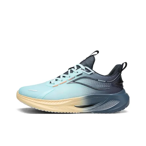 Warrior Breathable Lightweight Low Top Casual Training Long Distance Running Shoes Men's Cyan/Black/Yellow