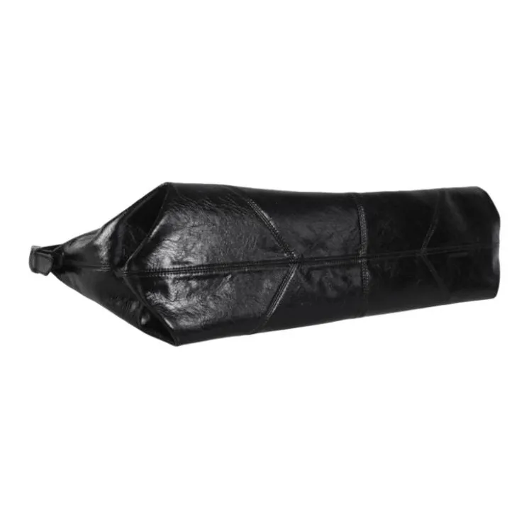 Kikawa Card Synthetic Leather Shoulder Bag Large Size Women's Black-4