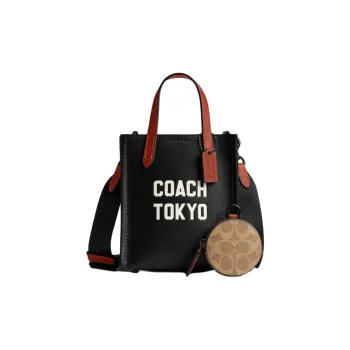 COACH Relay Leather Tote Bag Shopping Bag Crossbody Handbag Mini Men's Black