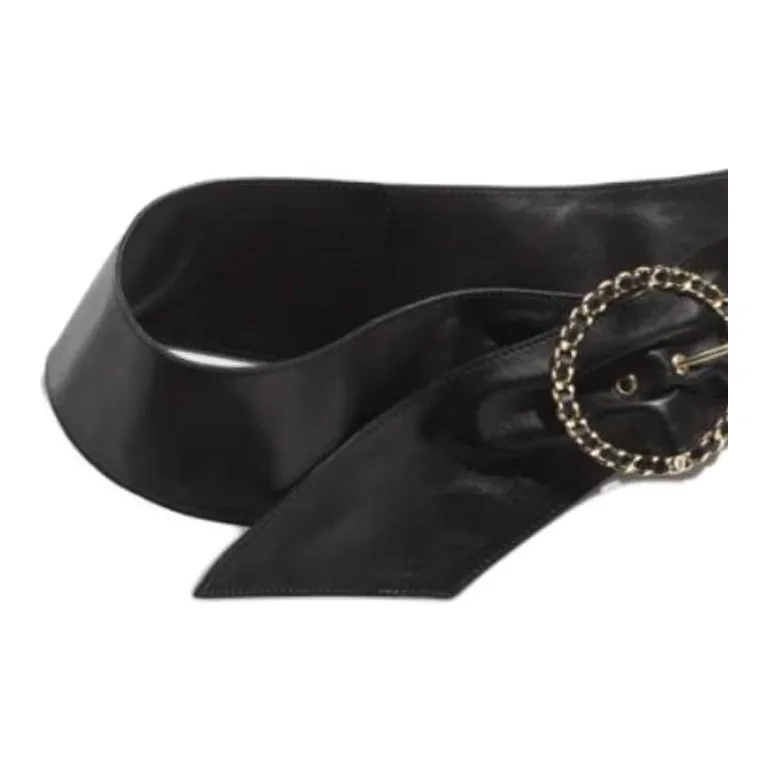 CHANEL Lambskin Leather Belts Women's Black -2