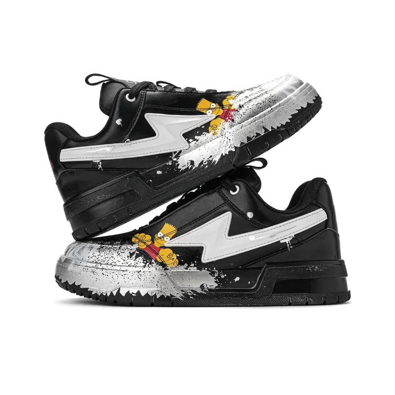 The Simpsons Skateboard Shoes Unisex Low Top White Silver/Beige Red/Black Silver-10