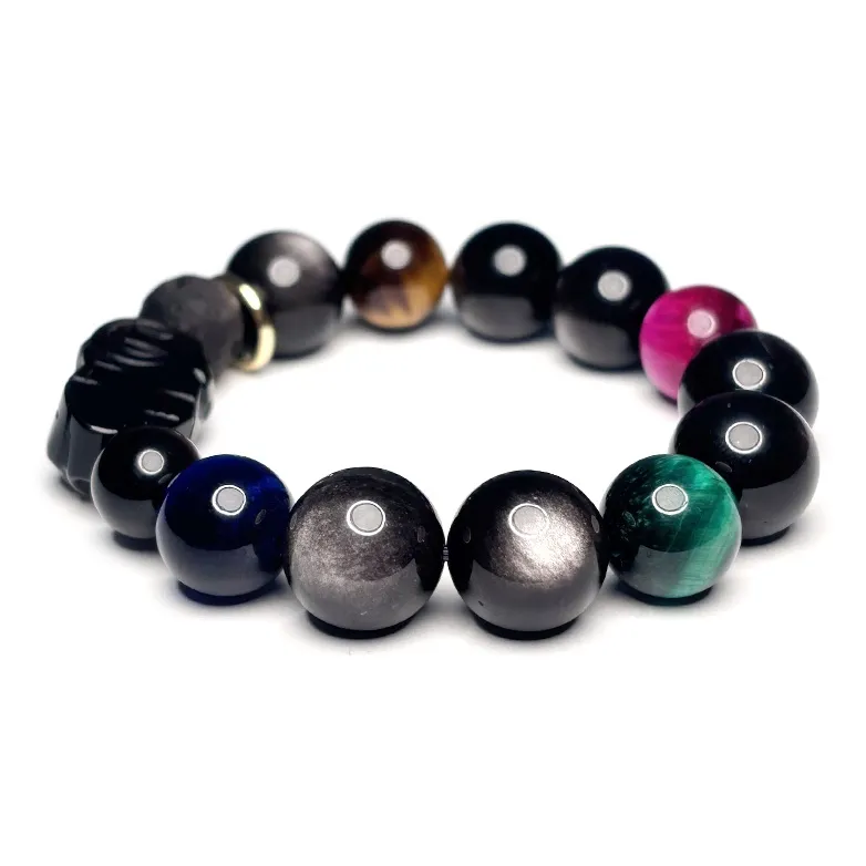 MOUNTAINS AND MANS Obsidian New Chinese Style Tiger Bead Bracelet Men's-1