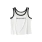 JD-Color Block Letter Tank Top-White