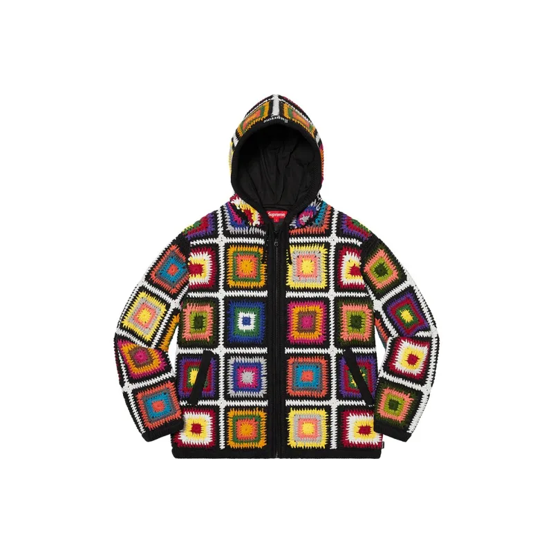 Supreme Crochet Hooded Zip Up Sweater-0