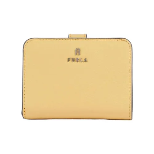 Furla Grain Leather Wallet Small Size Women's Yellow