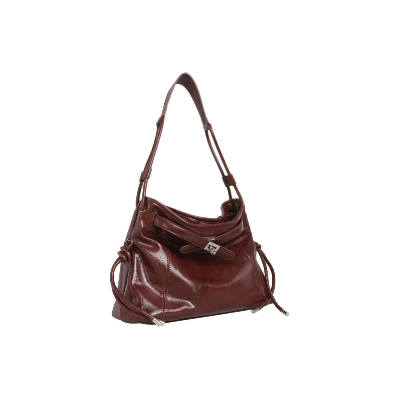 Kikawa Card Synthetic Leather Shoulder Bag Medium Size Women's Burgundy-3