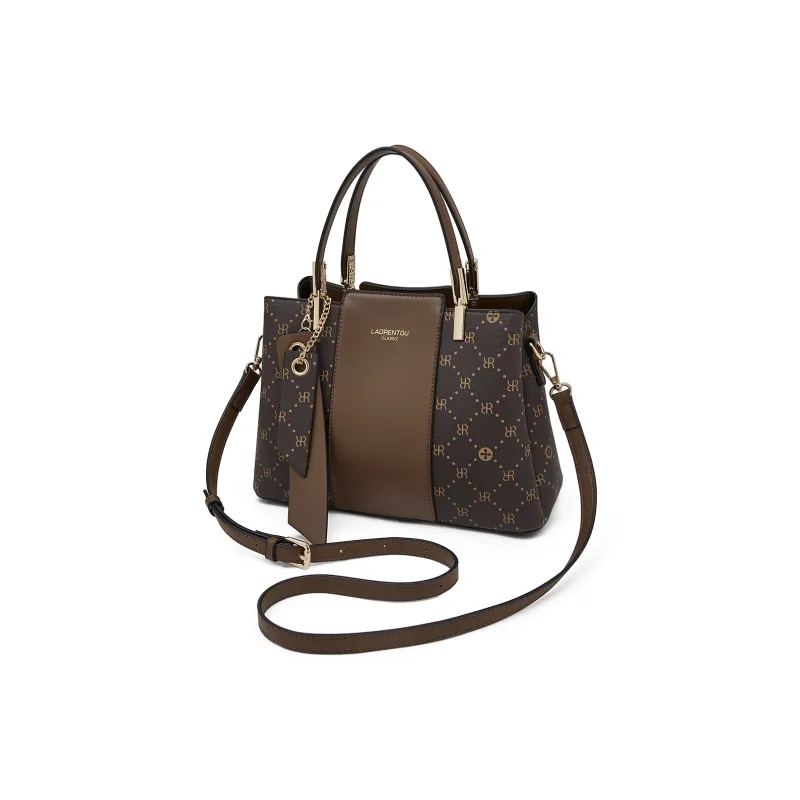 Old Man's Head Synthetic Leather Crossbody Handbags Regular Women's Dark Brown/Cream Apricot-2