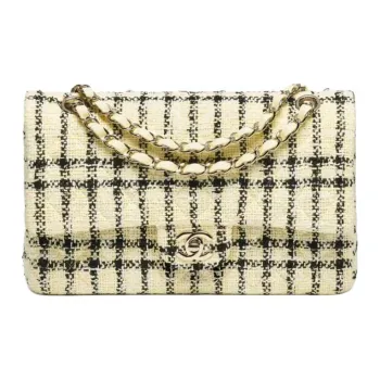 CHANEL Tweed Shoulder Bag Regular Women's Light Yellow And Black