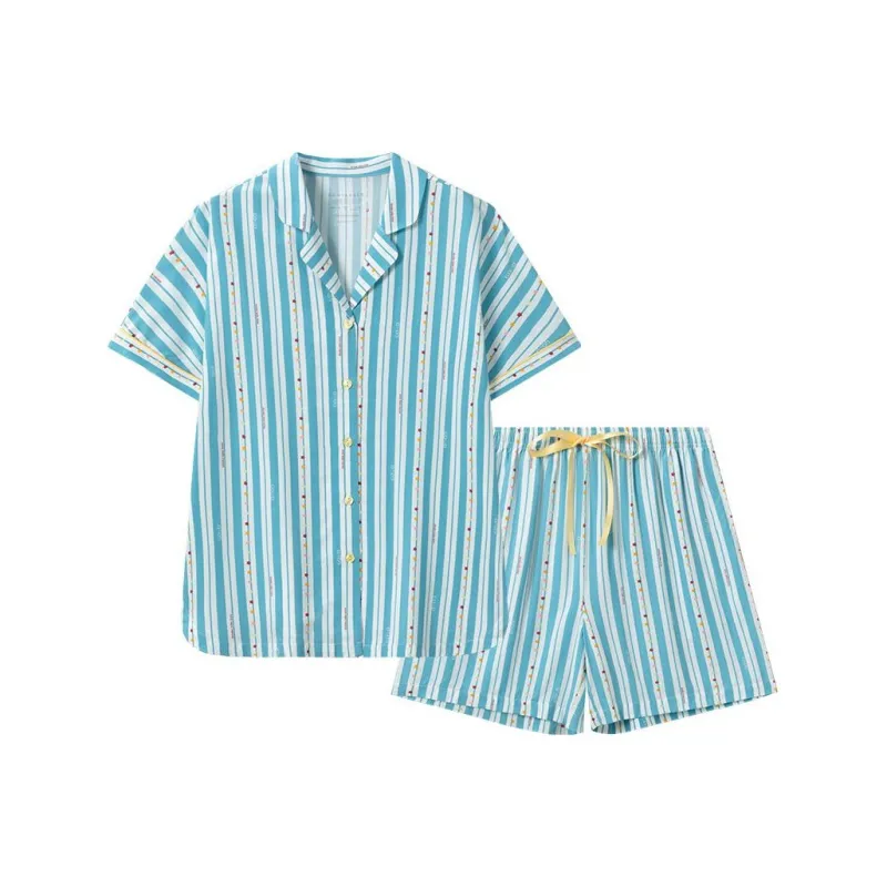 Shuya Pajama Set Women's Blue Green-0
