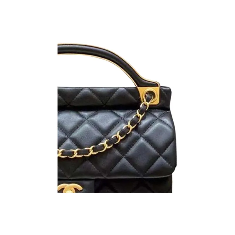 CHANEL Lambskin Flap Bag Hanger, Shoulder Bag, Crossbody Bag Trumpets Women's Black-4