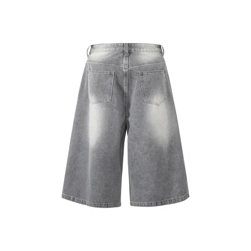 HOKLV Denim Shorts Unisex Vintage Blue-13