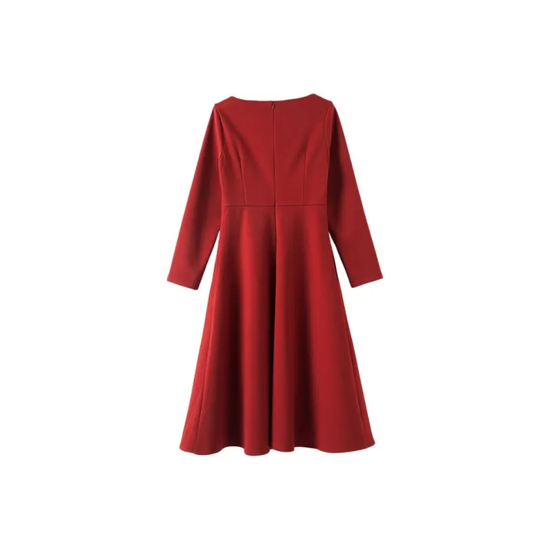 Late White Long Sleeved Dresses Women's-2