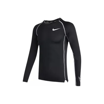 Nike Pro Dri FIT Men's Print Crewneck Long Sleeve T Shirt Black