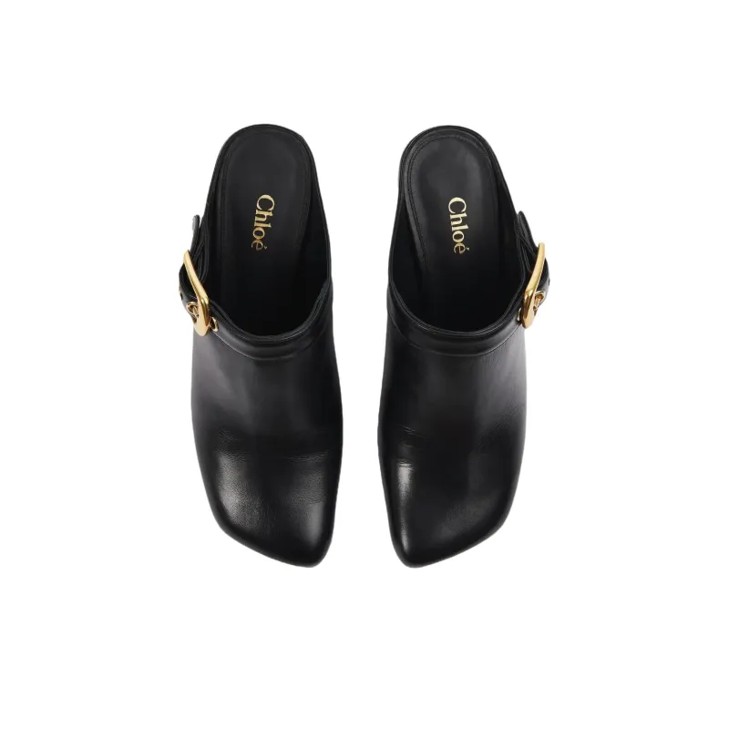 Chloe Closed Toe Slippers 7cm Women's Black-4