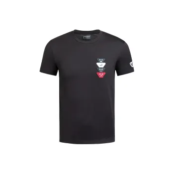 EMPORIO ARMANI Logo Label Solid Color Crew Neck Short Sleeved T Shirt T Shirt Men's Black