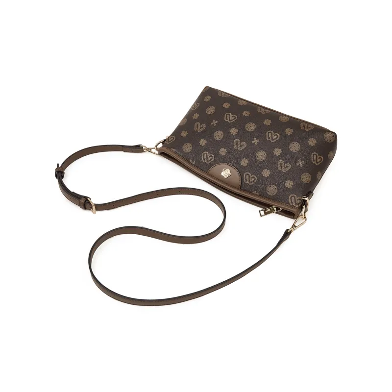 Old Man's Head Synthetic Leather Crossbody Bag Regular Women's Coffee/White-5