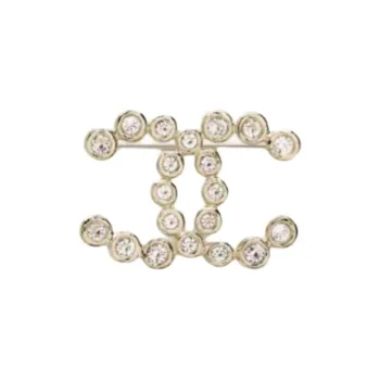 CHANEL Crystal Brooches Unisex Gold