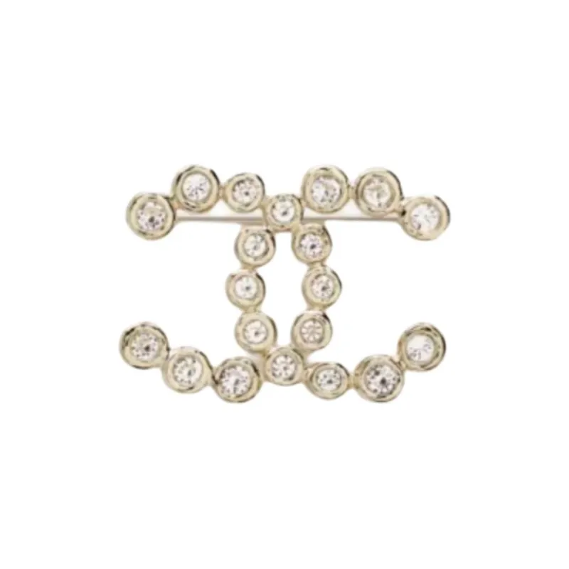 CHANEL Crystal Brooches Unisex Gold-0
