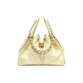 CHANEL 25Bag Litchi Grain Cow Leather Hobo Bag Handbag Trumpets Women's Light Yellow