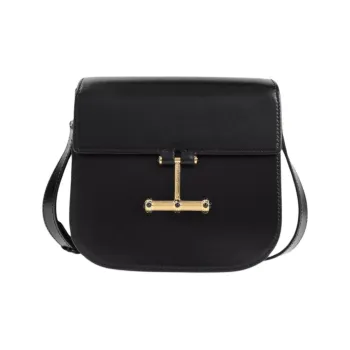 TF Calfskin Shoulder Bag Small Size Women's Black