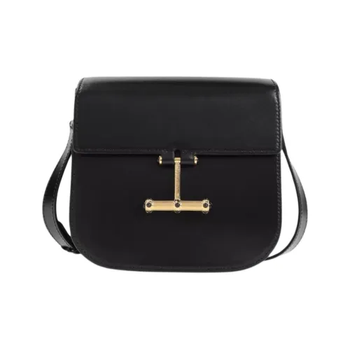 TF Calfskin Shoulder Bag Small Size Women's Black