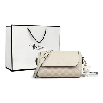 MILLIE'S Cow Leather Pillow Bag, Shoulder Bag, Crossbody Bag Regular Women's Ecru