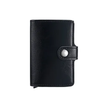 OUZIHUANG PU Card Holder Regular Unisex Black Brown Coffee Dark Blue Maroon Gray Carbon Fiber Texture Black