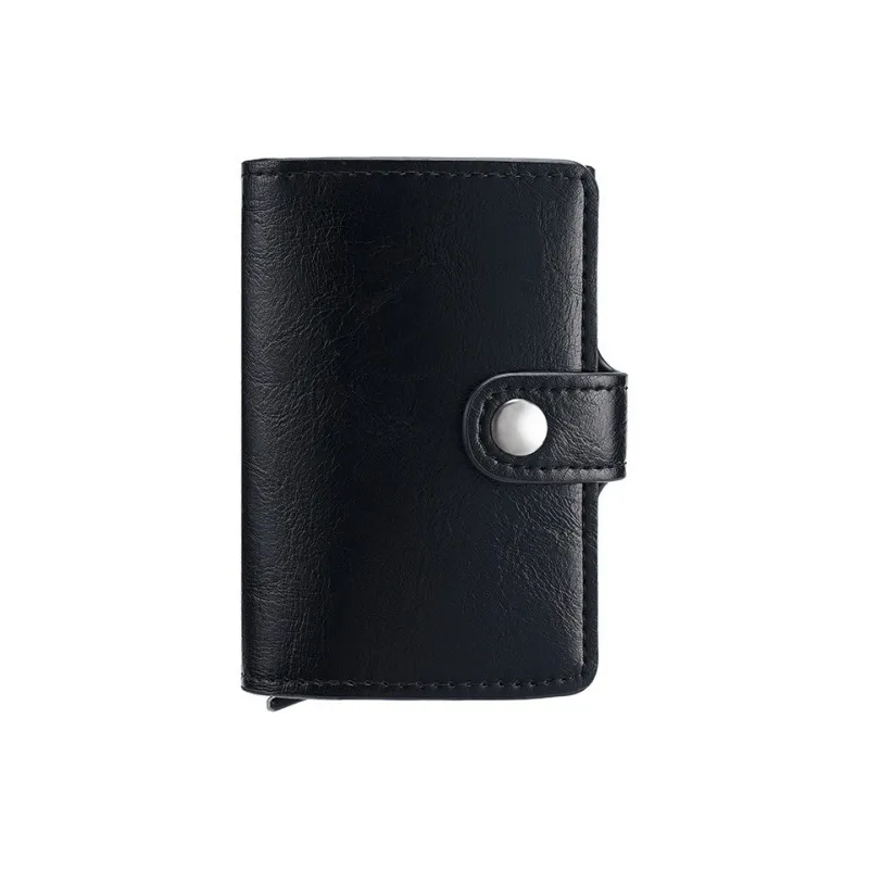 OUZIHUANG PU Card Holder Regular Unisex Black Brown Coffee Dark Blue Maroon Gray Carbon Fiber Texture Black-0