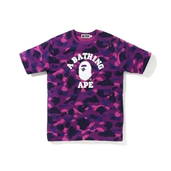 A BATHING APE Head Series T Shirt Unisex Purple Camouflage