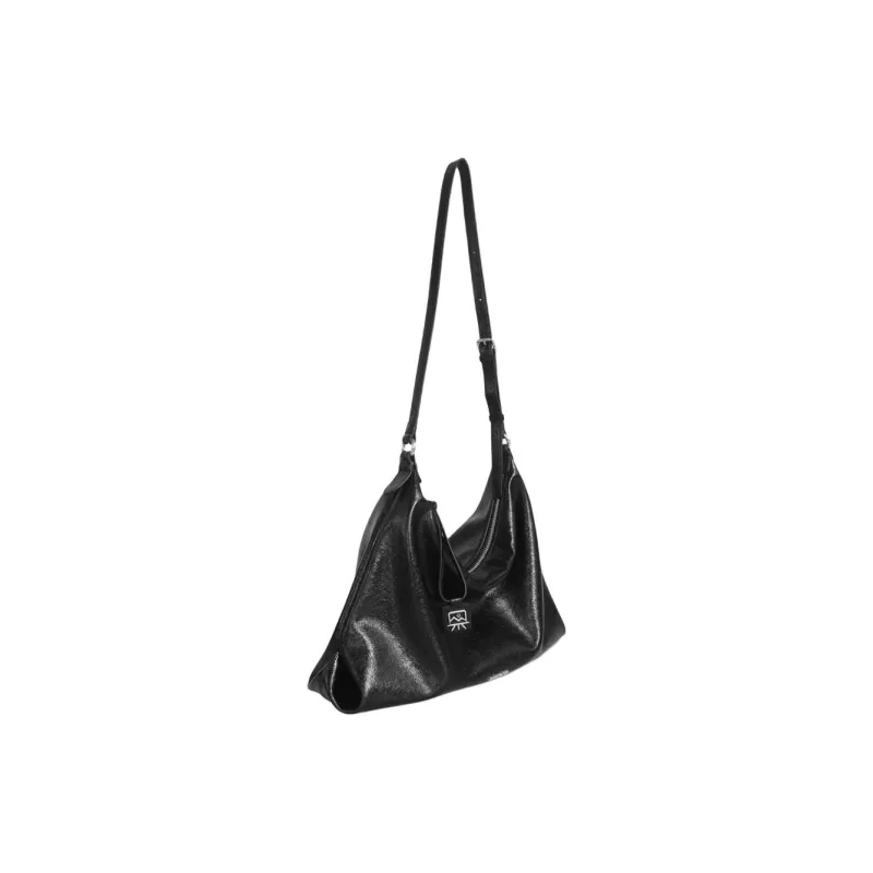 Kikawa Card Synthetic Leather Tote Bag, Shopping Bag, Shoulder Bag Medium Size Women's Black-2