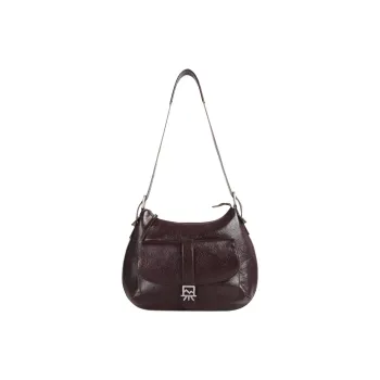 Kikawa Card Artificial Leather Saddle Bag, Shoulder Bag Medium Size Women's Dark Coffee