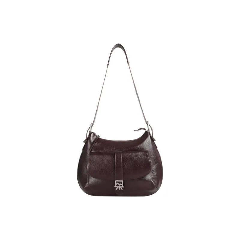 Kikawa Card Artificial Leather Saddle Bag, Shoulder Bag Medium Size Women's Dark Coffee-0