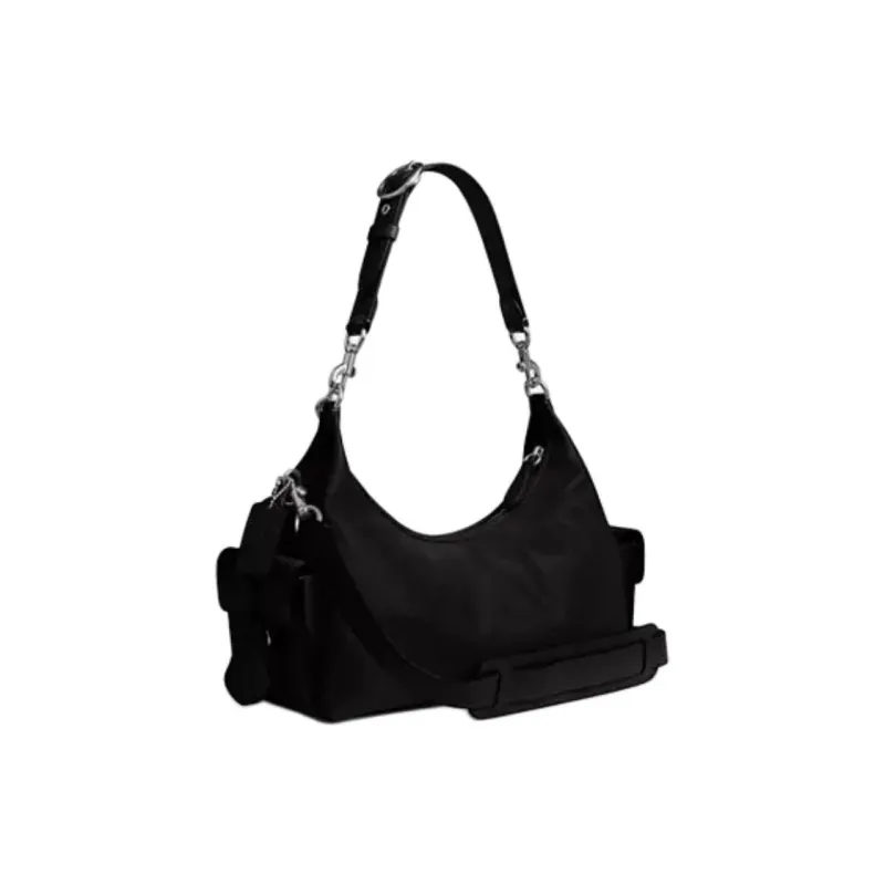 COACH PocketJuliet Leather Biker Bag, Shoulder Bag Large Size Women's Black-1