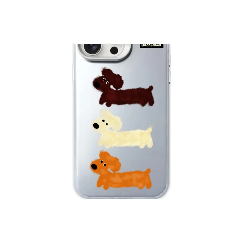 Sopi Acrylic Material Colorful Silver Case Puppy Phone Cases Compatible With IPhone 16/15 Pro Max/Apple 13/14 Pro/Max-2