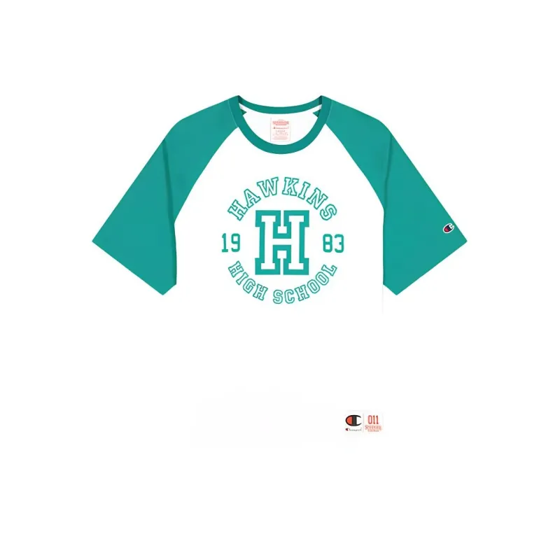 Champion x Stranger Things Raglan Sleeve T-Shirt Unisex White Green US Version-0