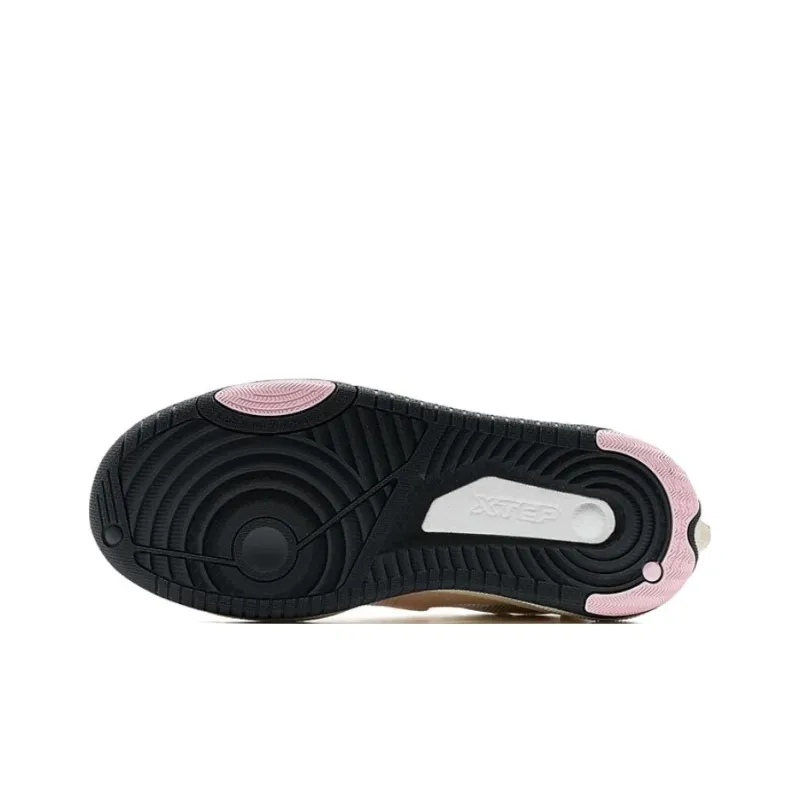 XTEP Wave CTR Anti Slip And Wear Resistant Breathable Low Top Skateboard Shoes Women's Beige Black Pink-5