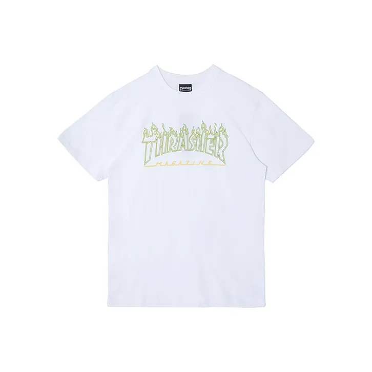 Thrasher Crew Neck Fitted Straight Short Sleeved T Shirt Japan Version Unisex White-0
