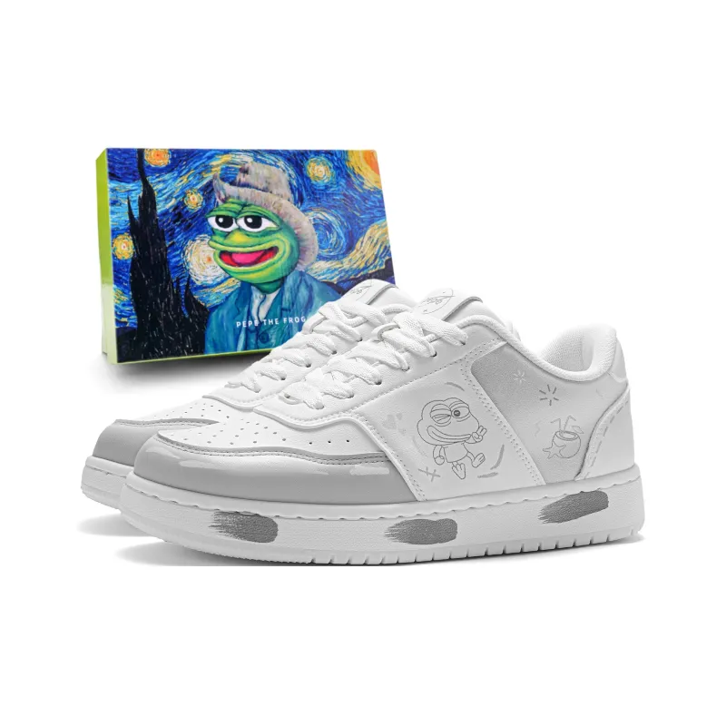 Pepe The Frog Anti Slip And Wear Resistant Balance Height Increasing Coverage Low Top Skateboard Shoes Unisex-21