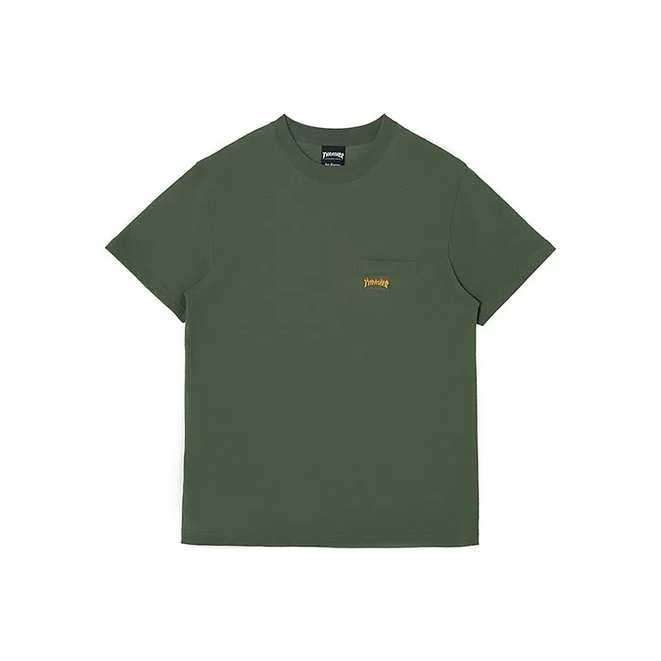 Thrasher Crew Neck Fitted Straight Short-Sleeved T-Shirt Japan Version Unisex Army Green-0