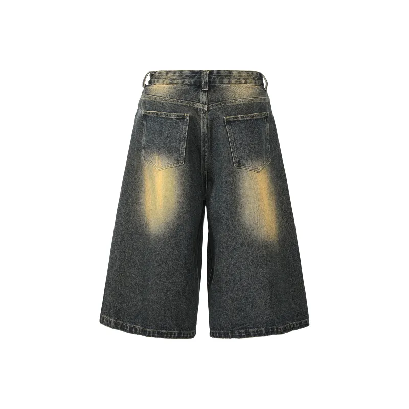 HOKLV Denim Shorts Unisex Vintage Blue-31