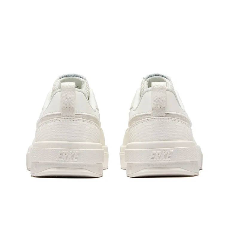 Erke Anti Slip Wear Resistant Low Top Skateboard Shoes Women's Microcrystal White-3