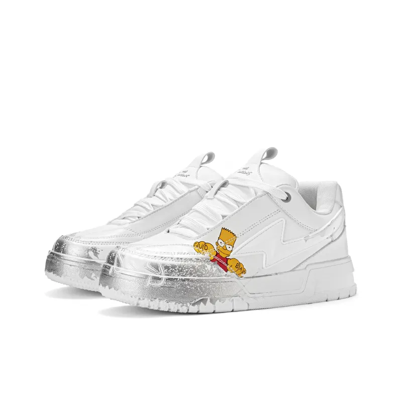 The Simpsons Skateboard Shoes Unisex Low Top White Silver/Beige Red/Black Silver-3