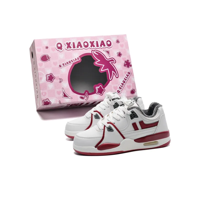 Circle Small Height Increasing Wear Resistant Breathable Slip Resistant Low Top Skateboard Shoes Unisex White-23