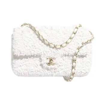 CHANEL Fringe & Sequins & Gold Metal Shoulder Bag Regular Women's White