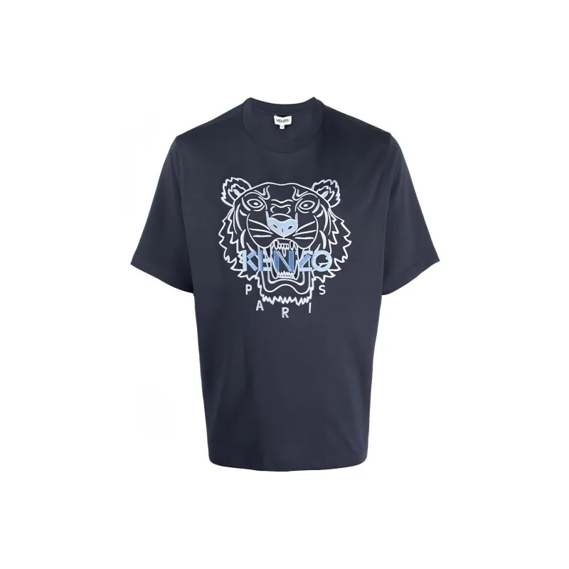 KENZO Classic Tiger Head T Shirts Men Blue-0