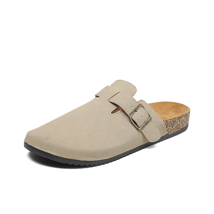 OUGLEMEN Cork Sole Slip Resistant Quiet Closed Toe Slippers Unisex Box Included-2