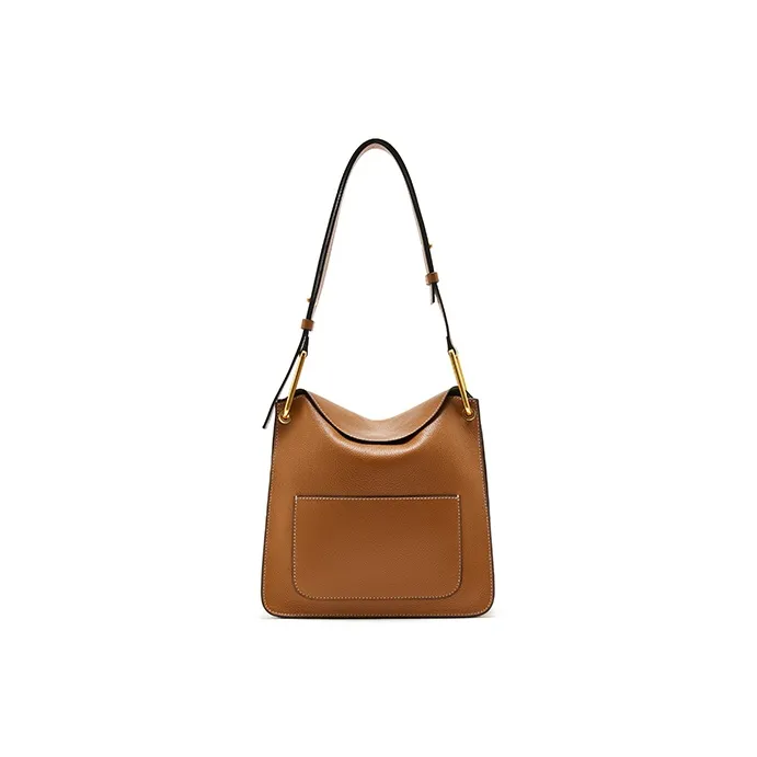 COCCINELLE Cow Leather Pageboy Bag Handbag Shoulder Bag Small Size Women's Caramel & Light Gray-2