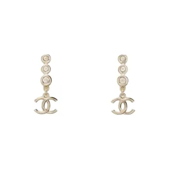 CHANEL Metal Earrings Unisex Gold